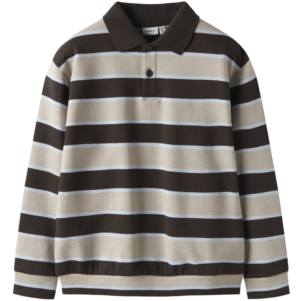 Name It Delicioso Island Fossil + Kentucky Blue Nkmromeo Ls Nreg Sweat Polo Bru