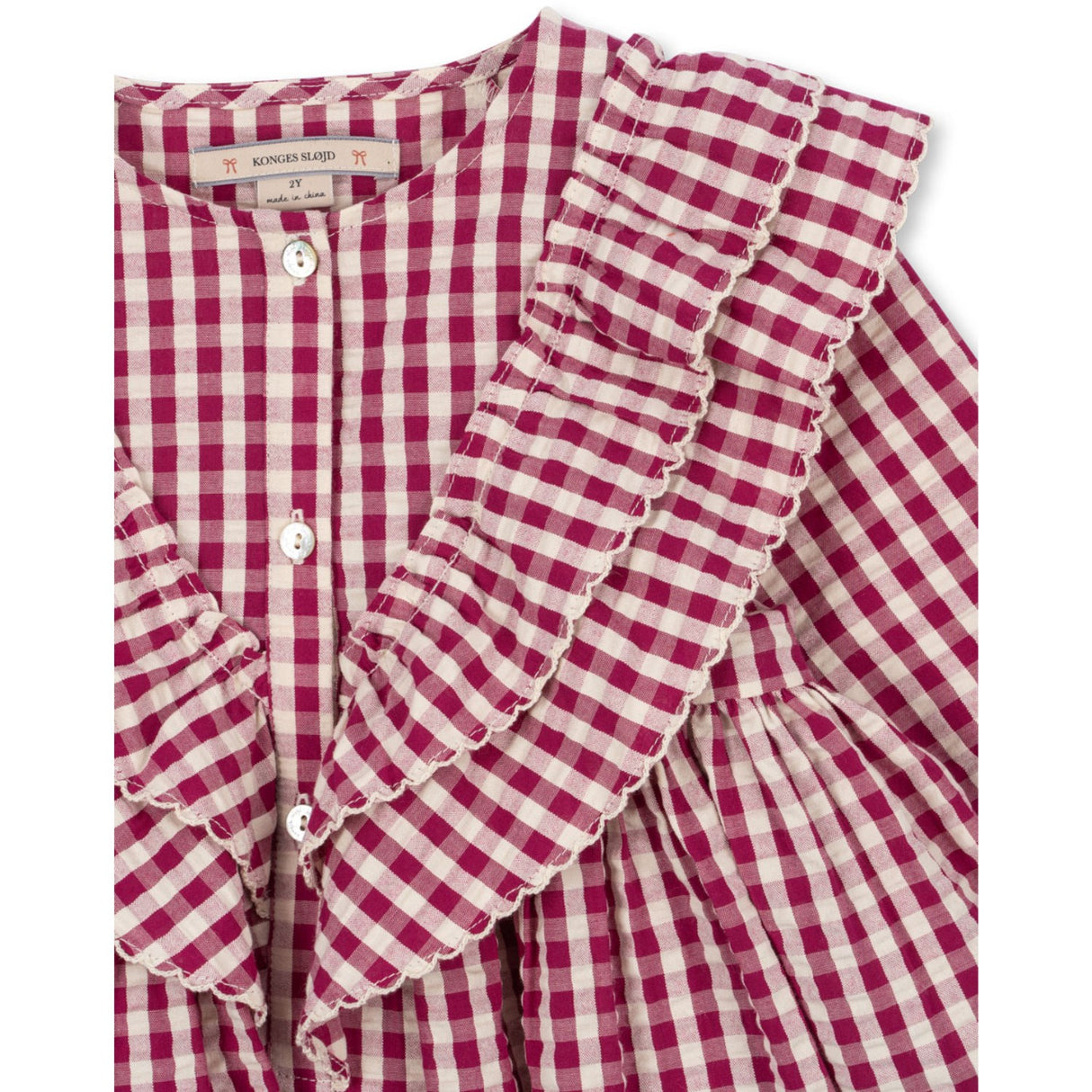 Konges Sløjd Sangria/Butter Check Kim Kjole GOTS