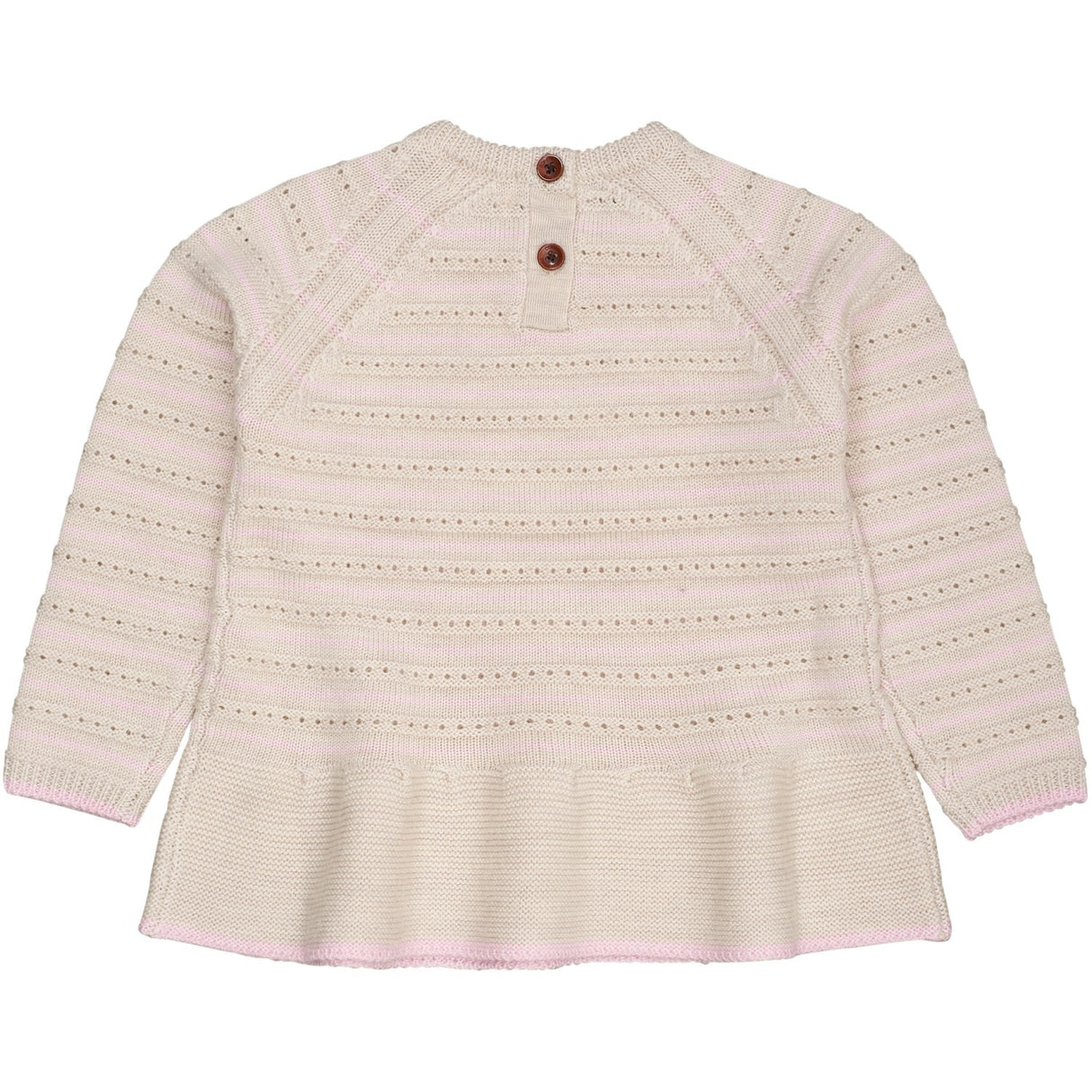 COPENHAGEN COLORS Pale Cream Mel./Bubblegum Comb Merino Hole Pattern Bluse W. Frill