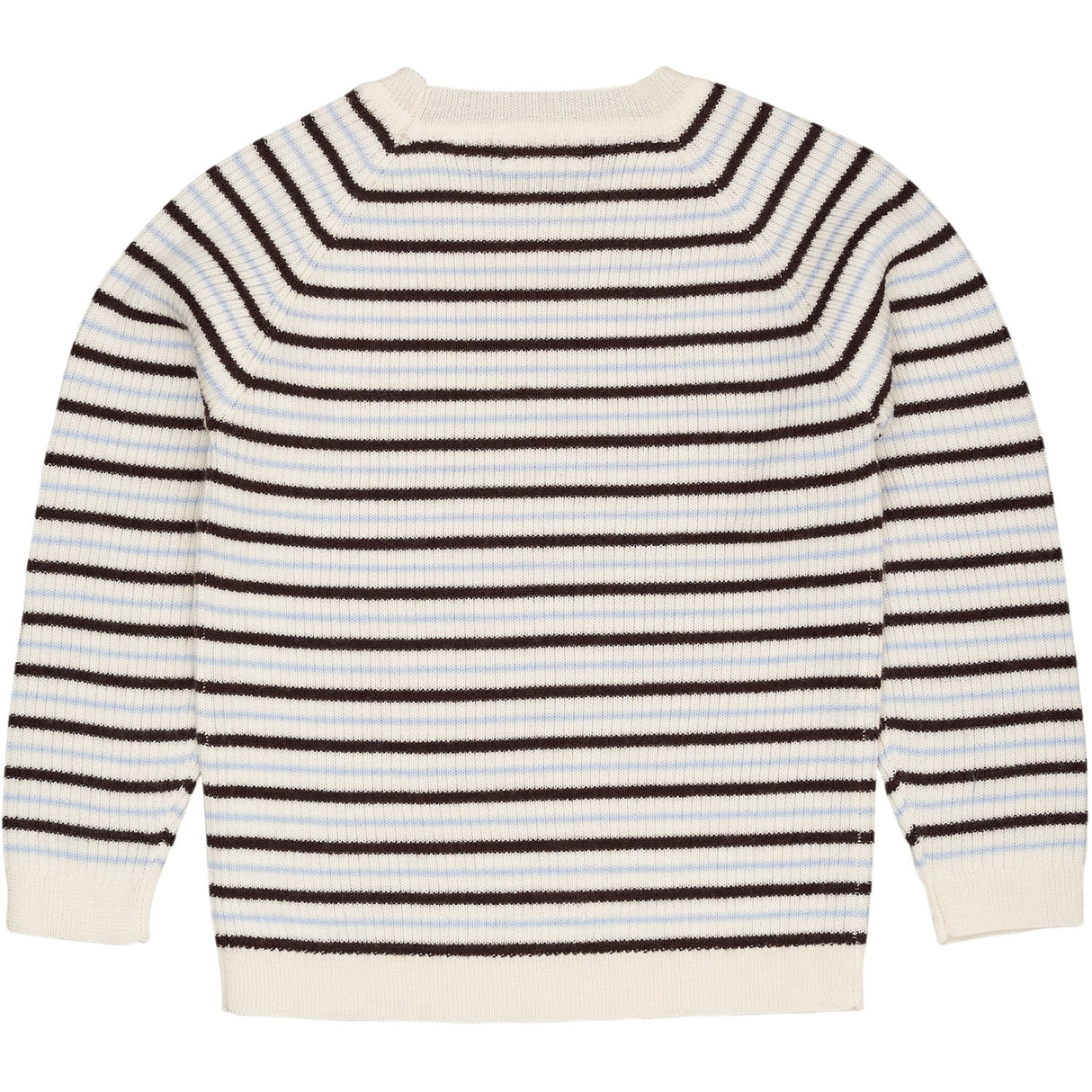 COPENHAGEN COLORS Cream/Dk.Brown/Dusty Blue Combi Merino Classic Rib Bluse