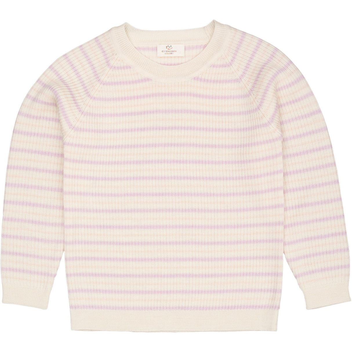 COPENHAGEN COLORS Cream/Lavender/Dusty Rose Combi Merino Classic Rib Bluse