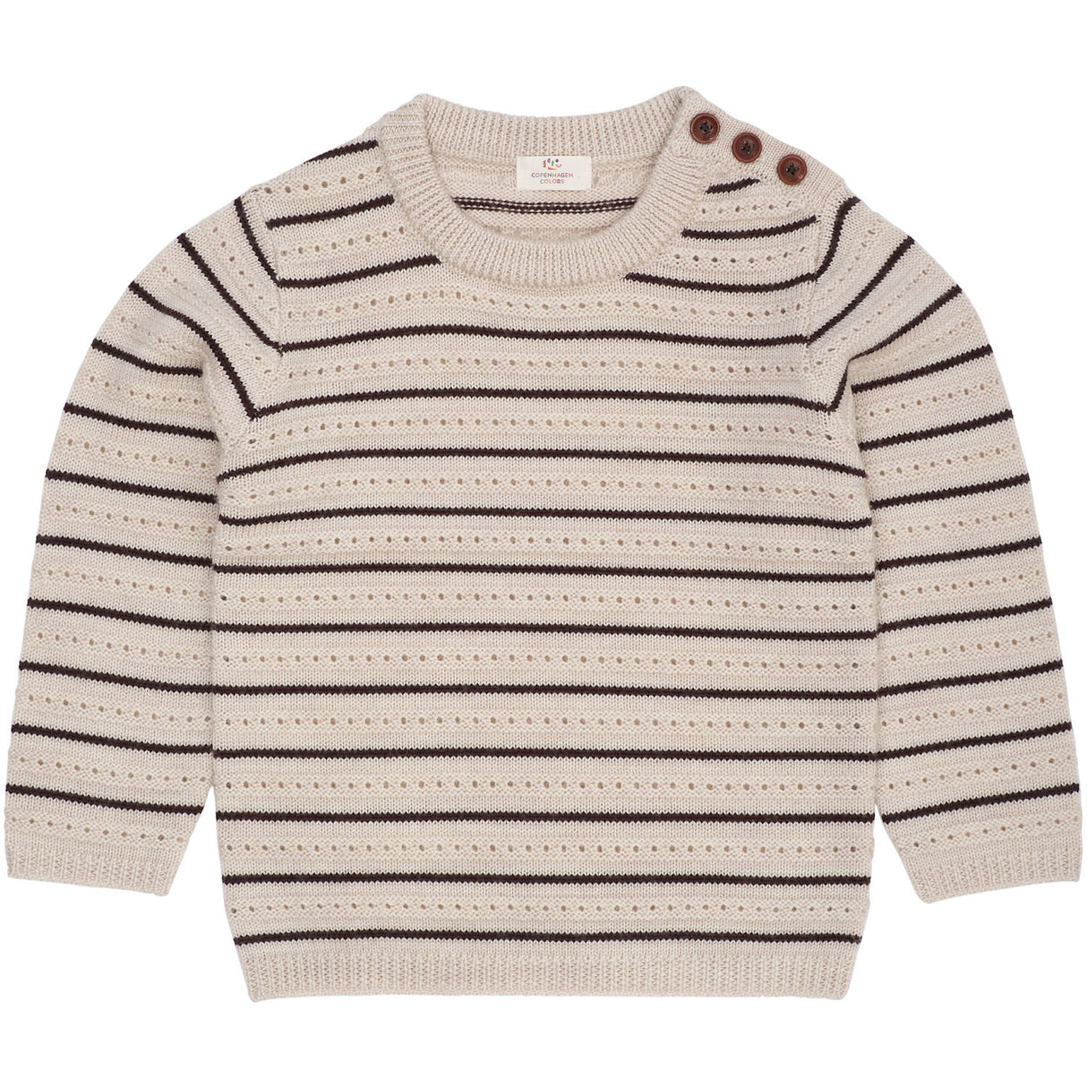 COPENHAGEN COLORS Pale Cream Mel./Dk Brown Comb Merino Pattern Sweater