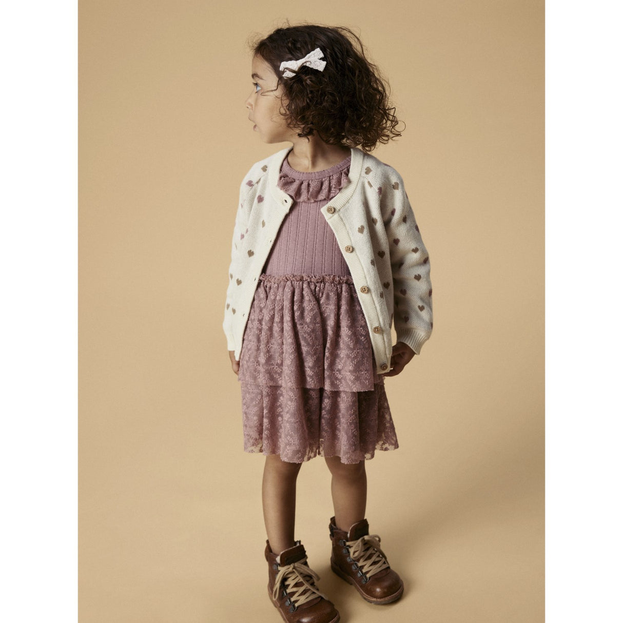 Lil'Atelier Turtledove Sepia Tint Nmfsaran Ls Strikk Card Heart Lil