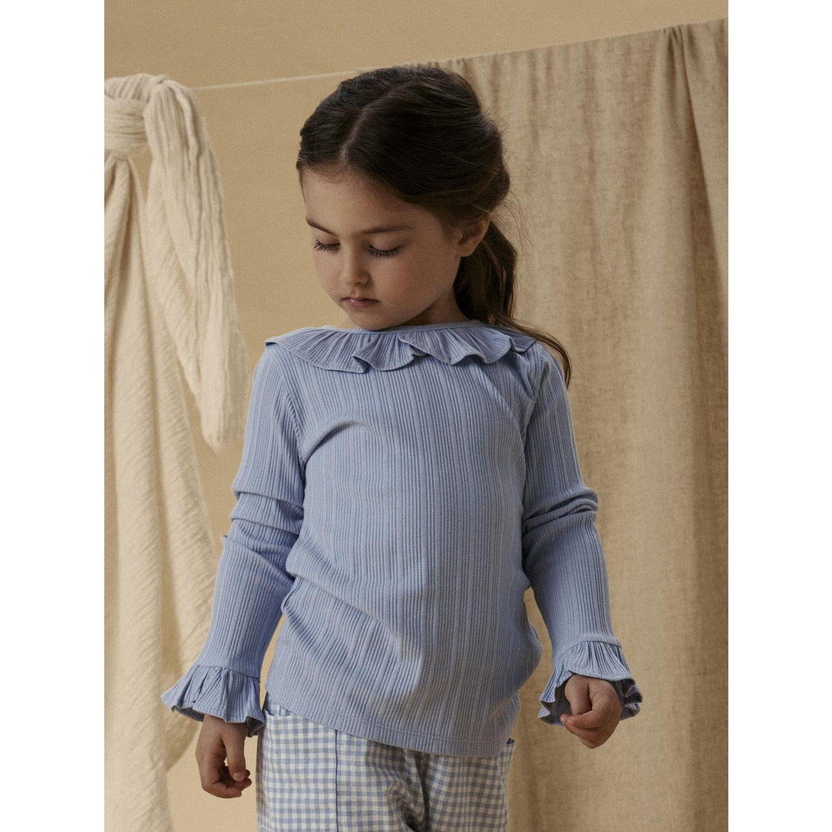 Lil'Atelier Zen Blue Nmftansy Ls Slim Topp Lil