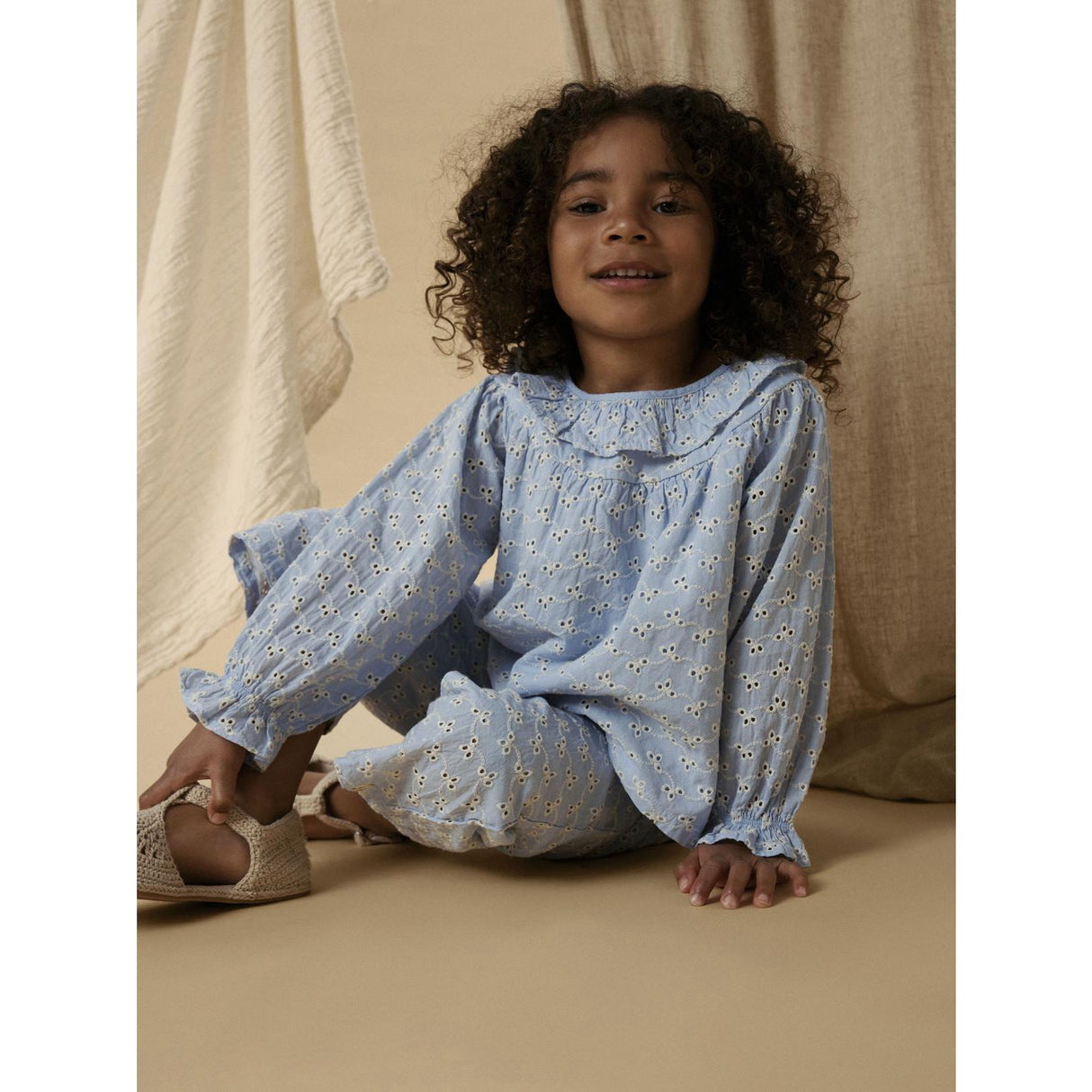 Lil'Atelier Zen Blue Nmftessie Ls Loose Skjorte Lil