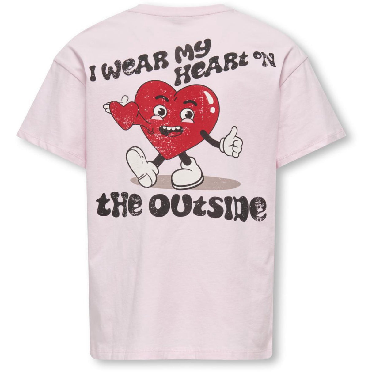 kids ONLY Barely Pink Heart Kogeros Life S/S Loose Print Topp Jrs