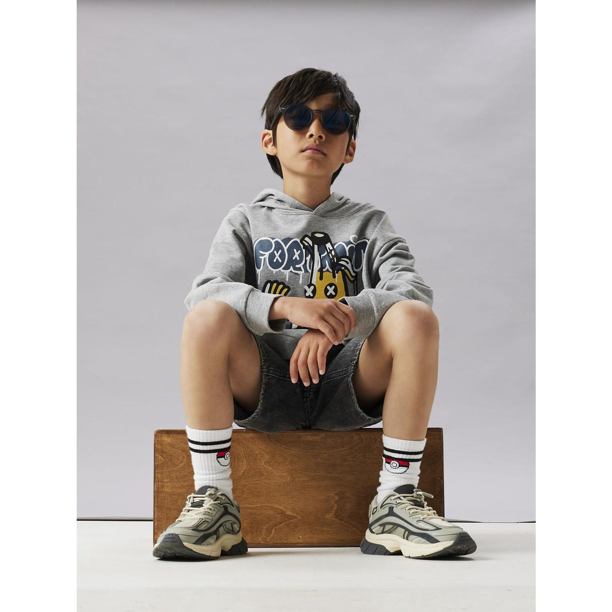 Name It Grey Melange Nkmfox Fortnite Nreg Sweat Wh Bru Bfu