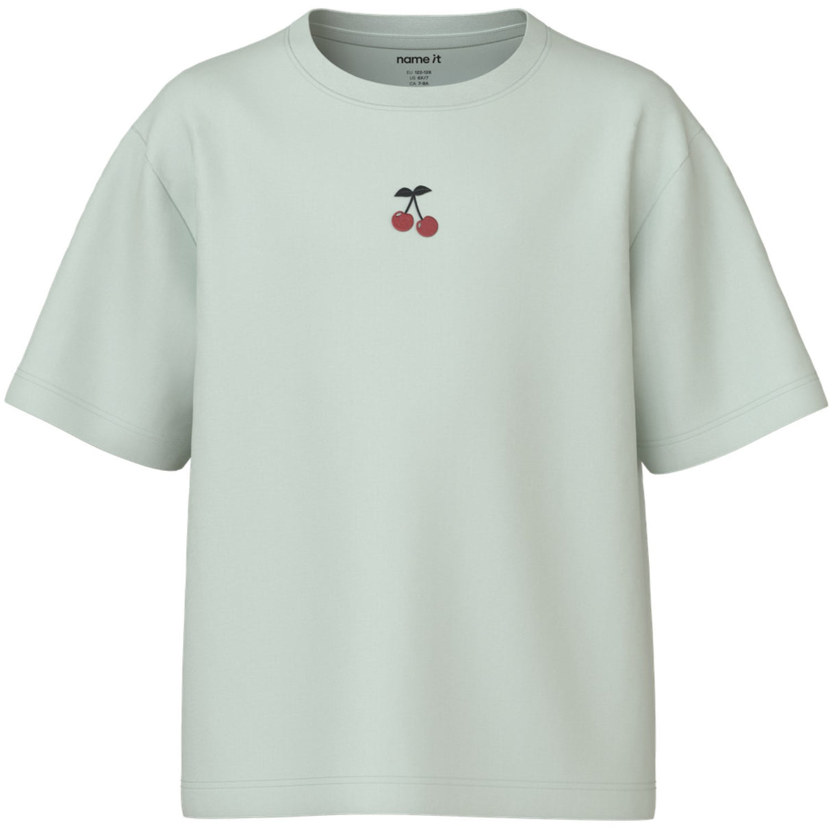 Name It Pale Aqua Cherry Embroidery Nkfvictoria Ss Nreg Topp