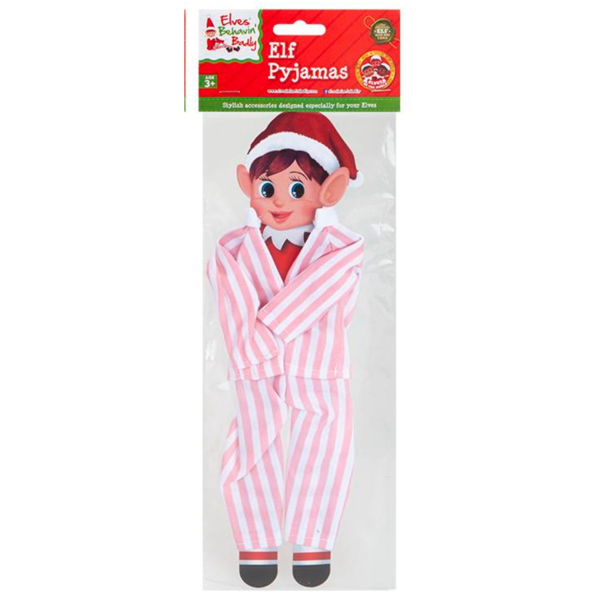 Elves Behavin' Badley Pink Elf Striped Pyjamas 2 Asst.