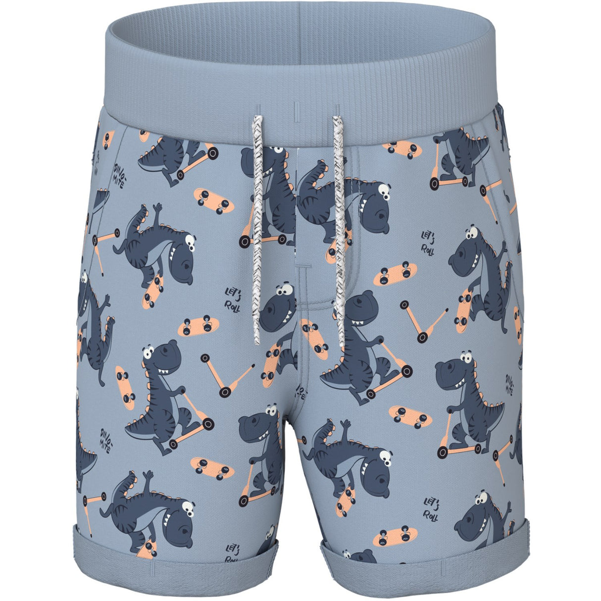Name It Blue Fog Dino Skater Nmmvermo Aop Long Swe Shorts Unb