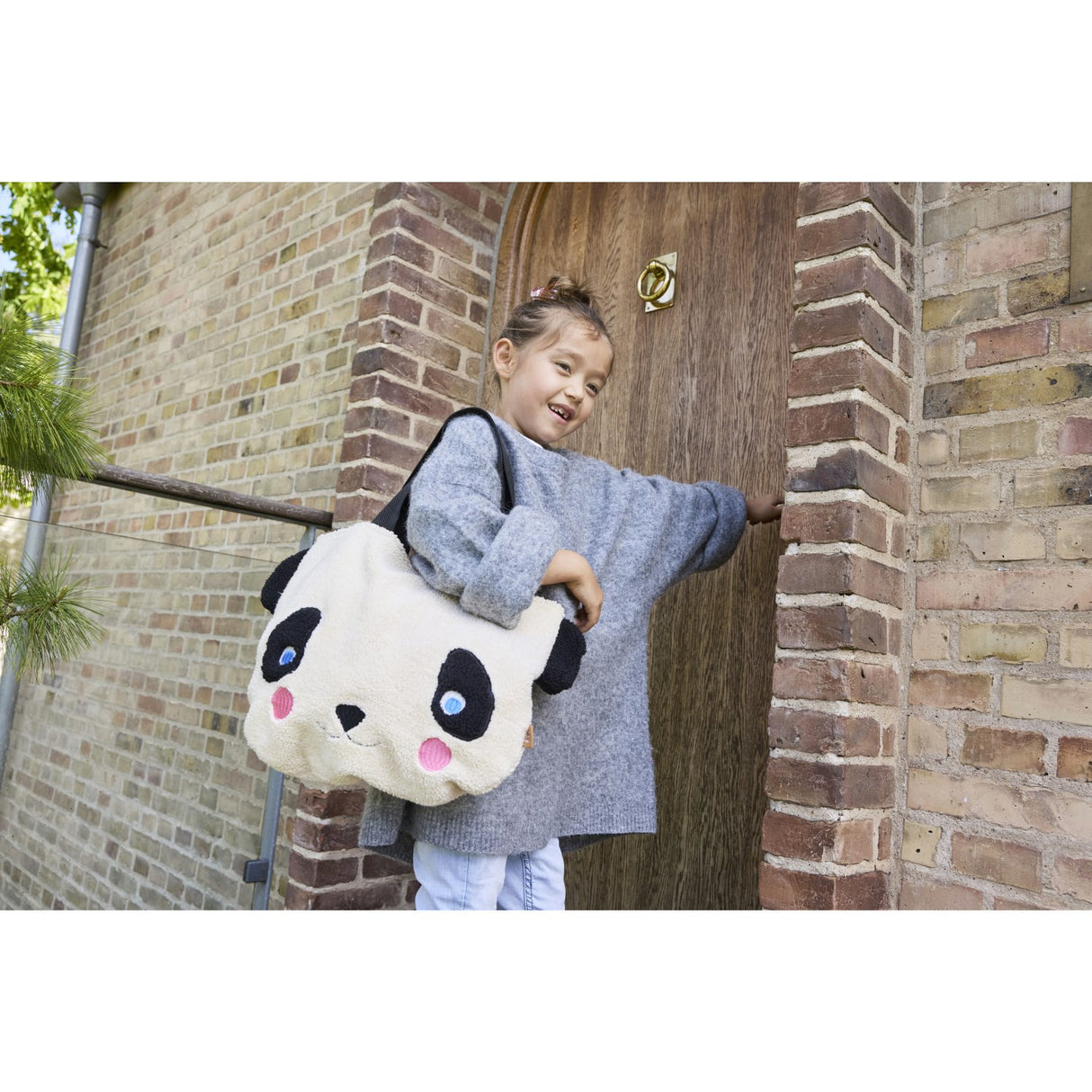 OYOY White/Black Darling Panda Tote Veske