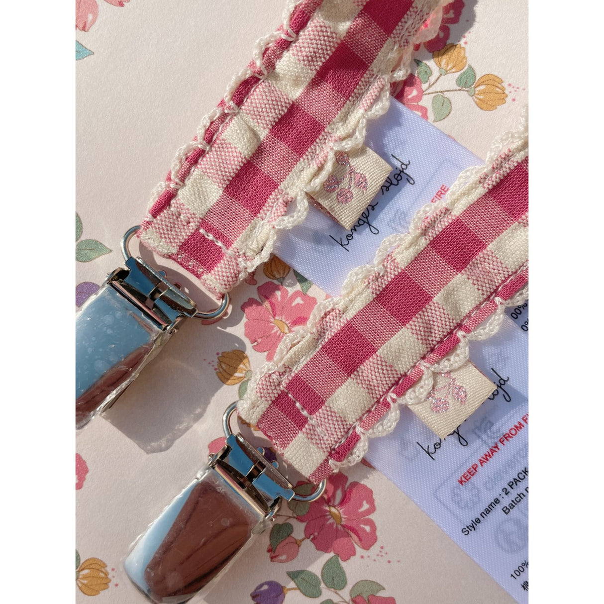 Konges Sløjd Bubblegum Check 2 Pakke Smokk Stropp