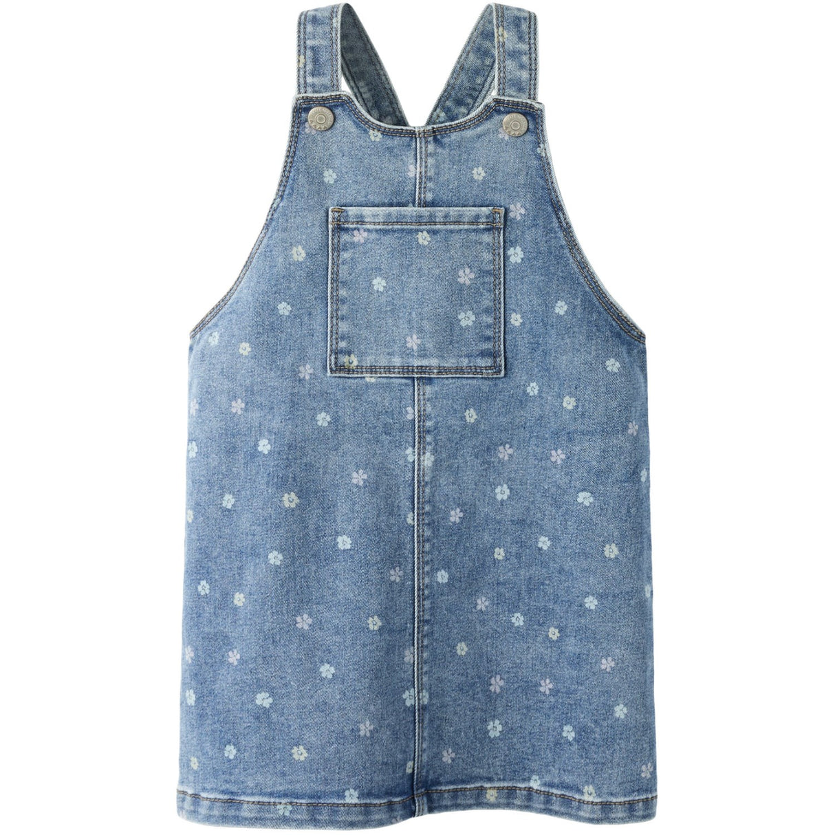 Name It Medium Blue Denim Flower Nmfrosa Kort Dnm Bibskirt 3555-On Noos
