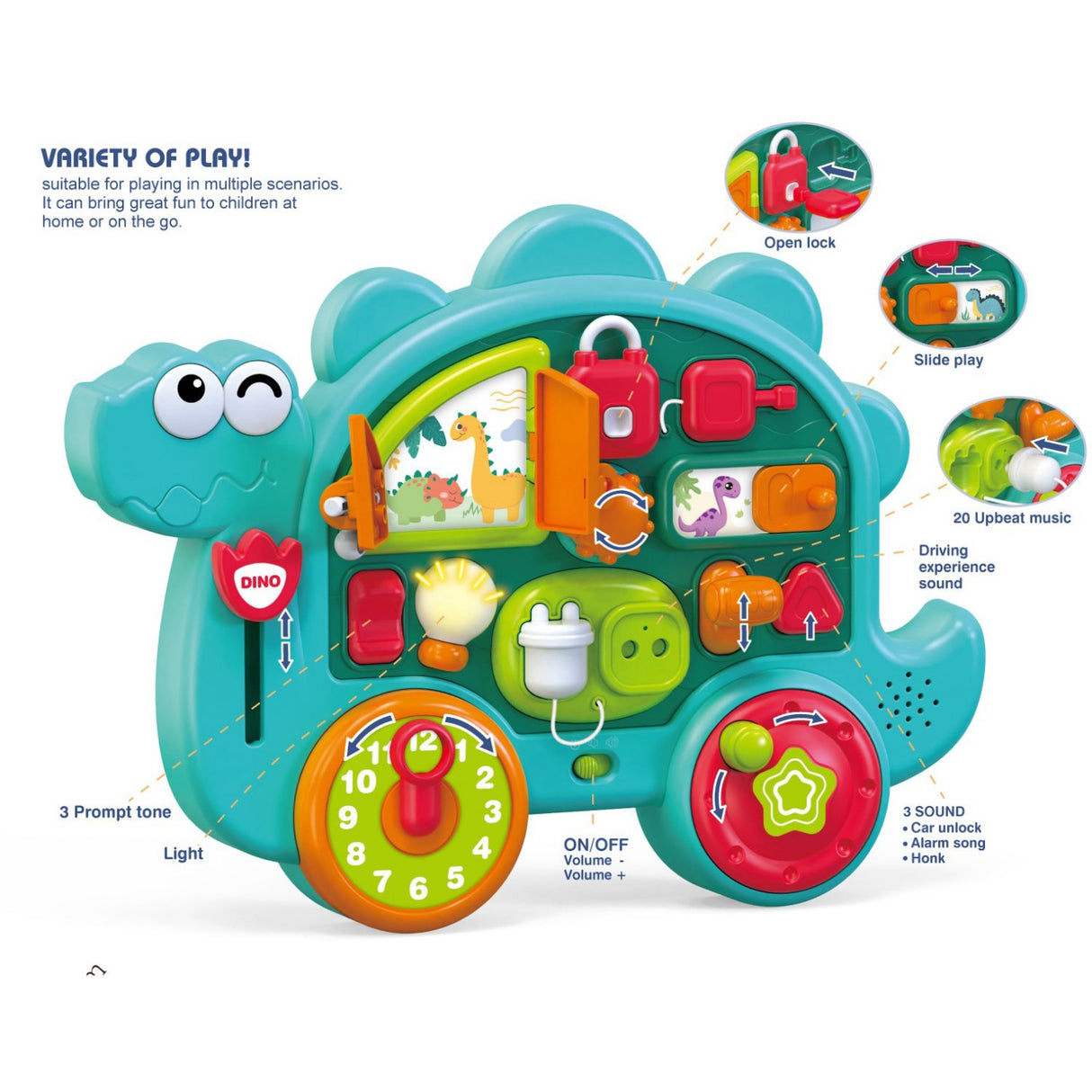 Happy Baby Busy Board Dinosaur With Light And Music