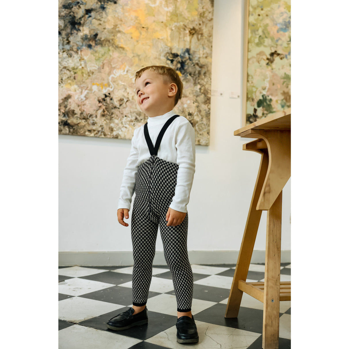 Silly Silas Black X White Checked Special Footless Strømpebukser