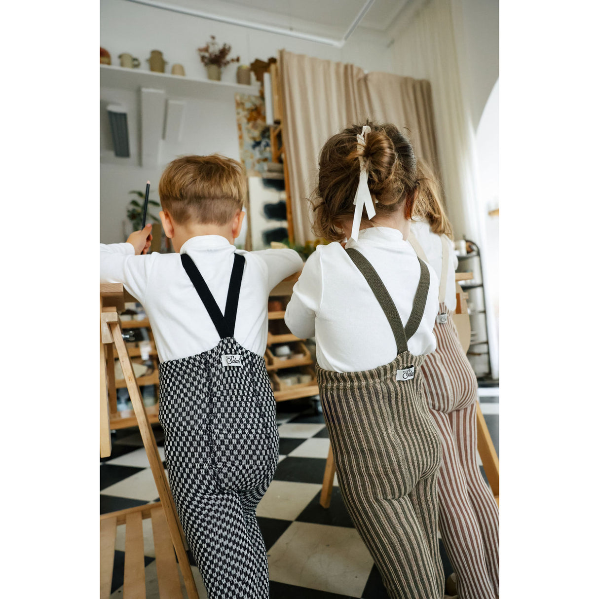 Silly Silas Black X White Checked Special Footless Strømpebukser