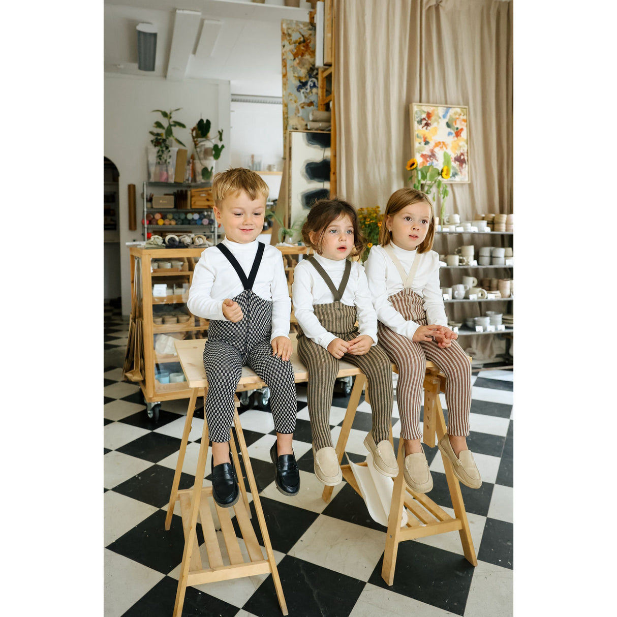 Silly Silas Black X White Checked Special Footless Strømpebukser