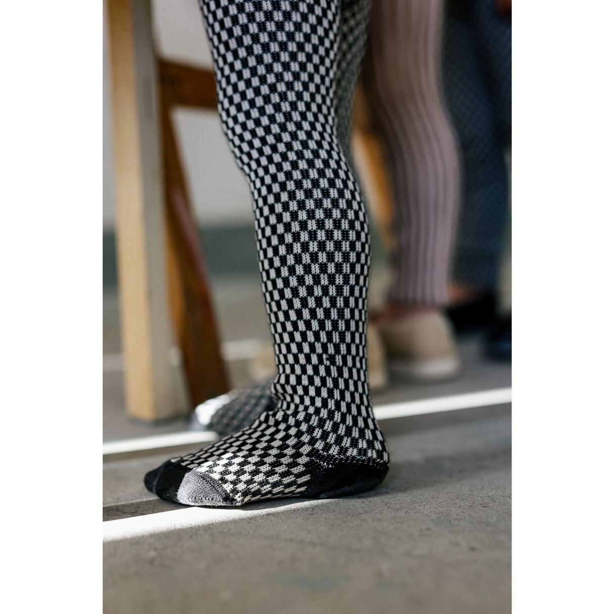 Silly Silas Black X White Checked Special Footed Strømpebukser