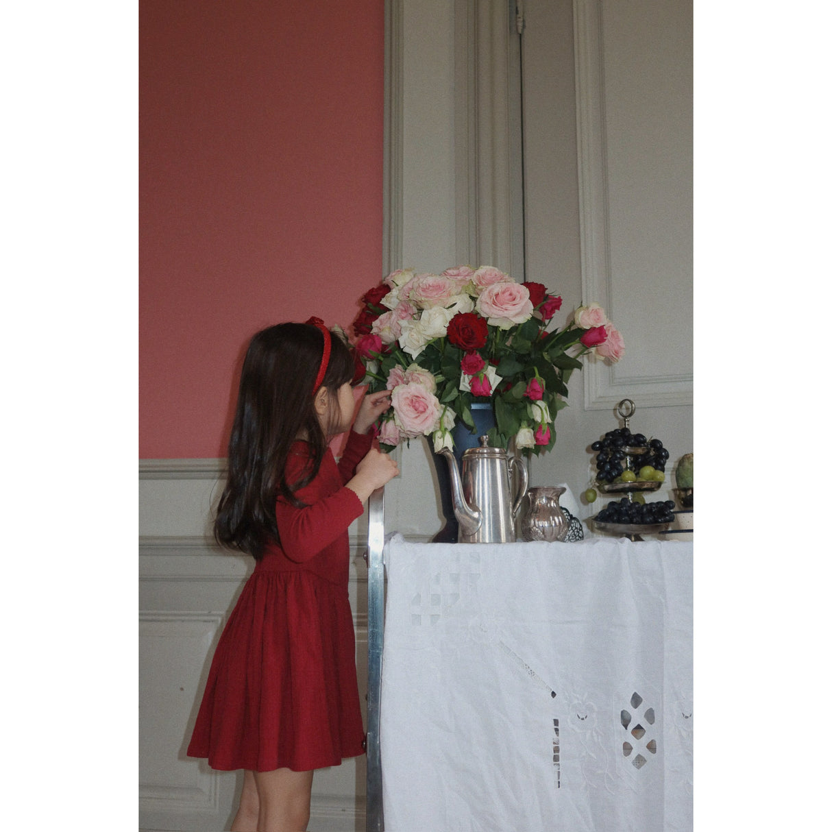 Konges Sløjd Red/Glitter Fløyel Bue Hairbrace