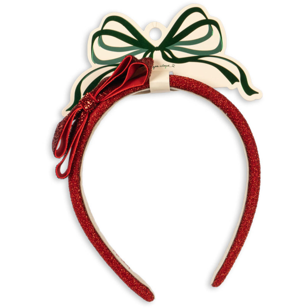 Konges Sløjd Red/Glitter Fløyel Bue Hairbrace