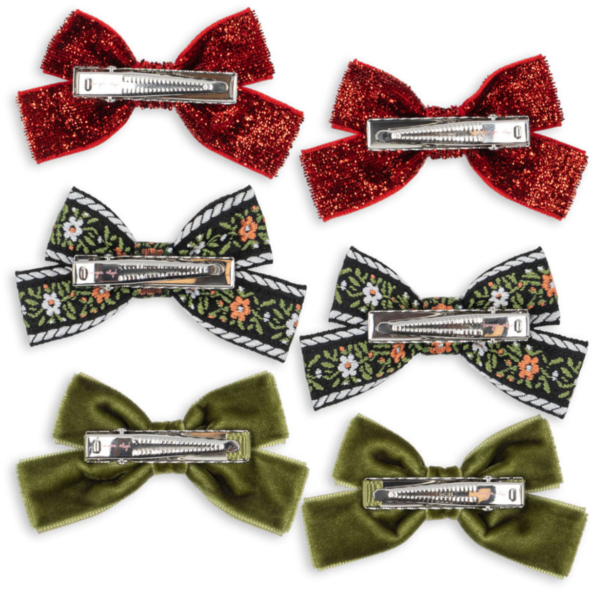 Konges Sløjd Red/Green 6 Pakke Micki Bue Hair Clips