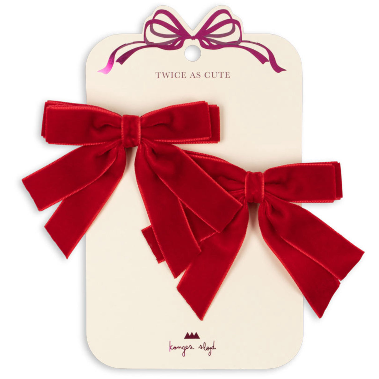 Konges Sløjd Barbados Cherry 2 Pakke Fløyel Dobbel Bue Hair Clips