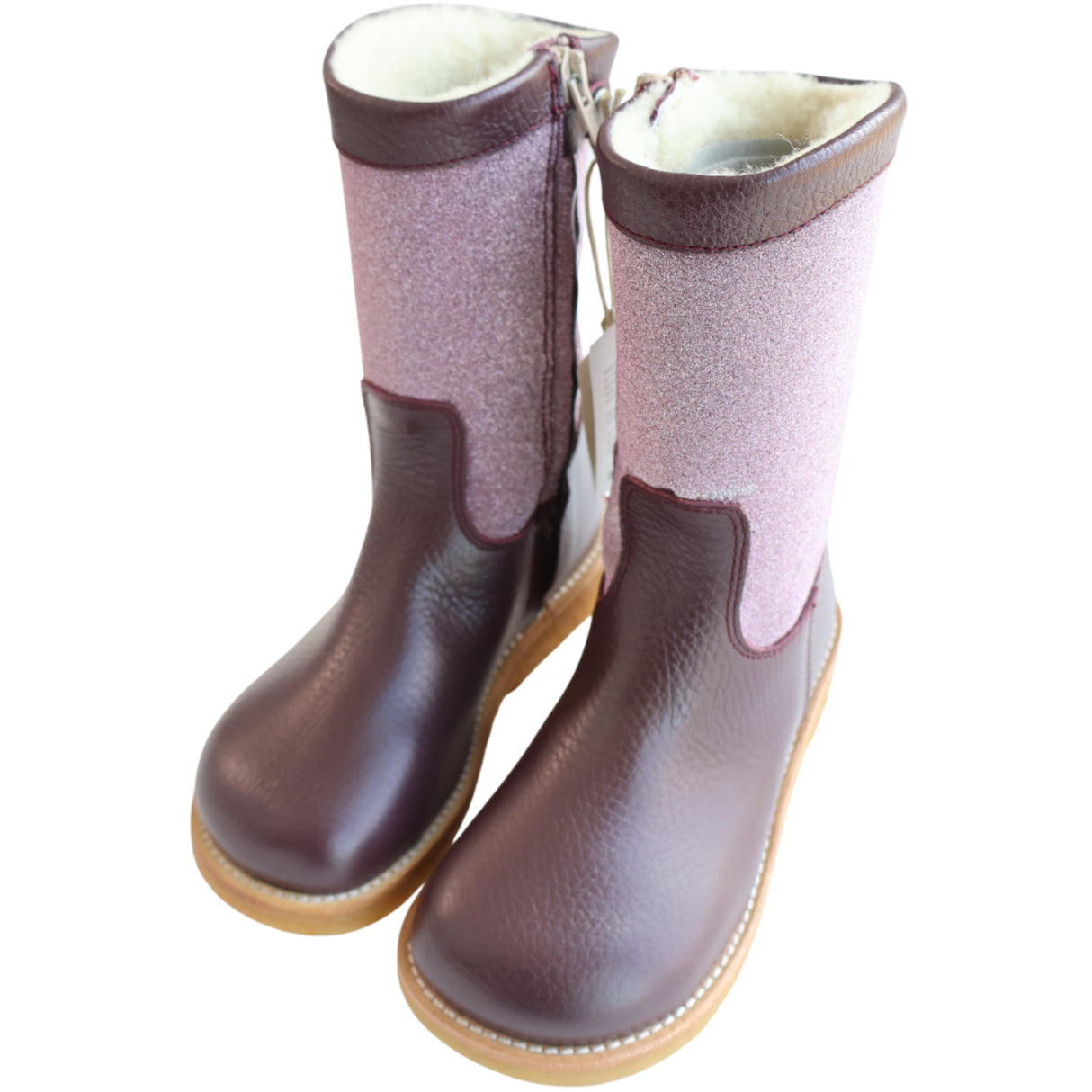 Angulus Aubergine/Aubergine Glitter TEX Glitter Støvel med Glitter og Glidelås