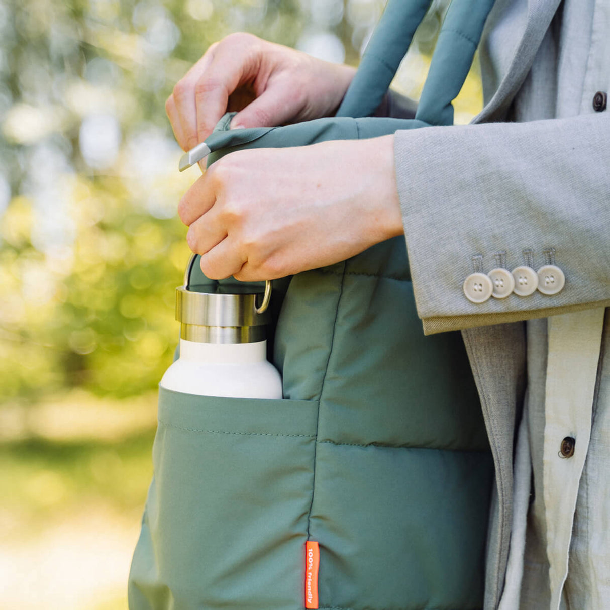 DonebyDeer Green Vattert Pusle Tote Bag