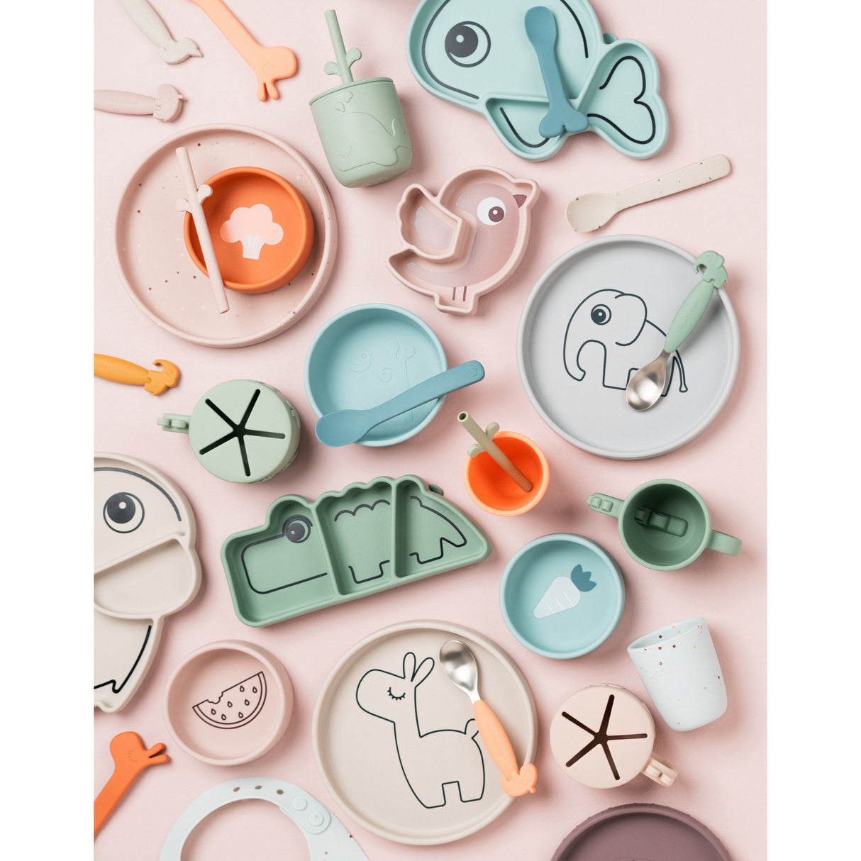 DonebyDeer Blue Silikon Første Spisestue Sett