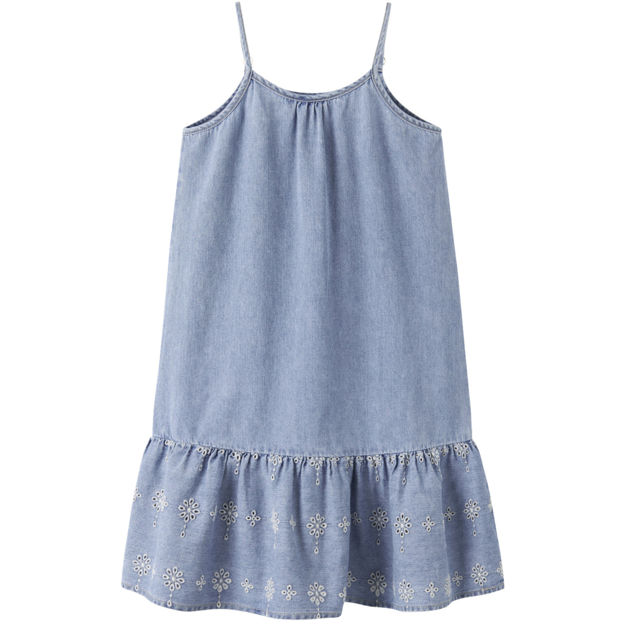 Name It Light Blue Denim Anglaise Nkfhaven Dnm Anglaise Kjole 1026-Ov H