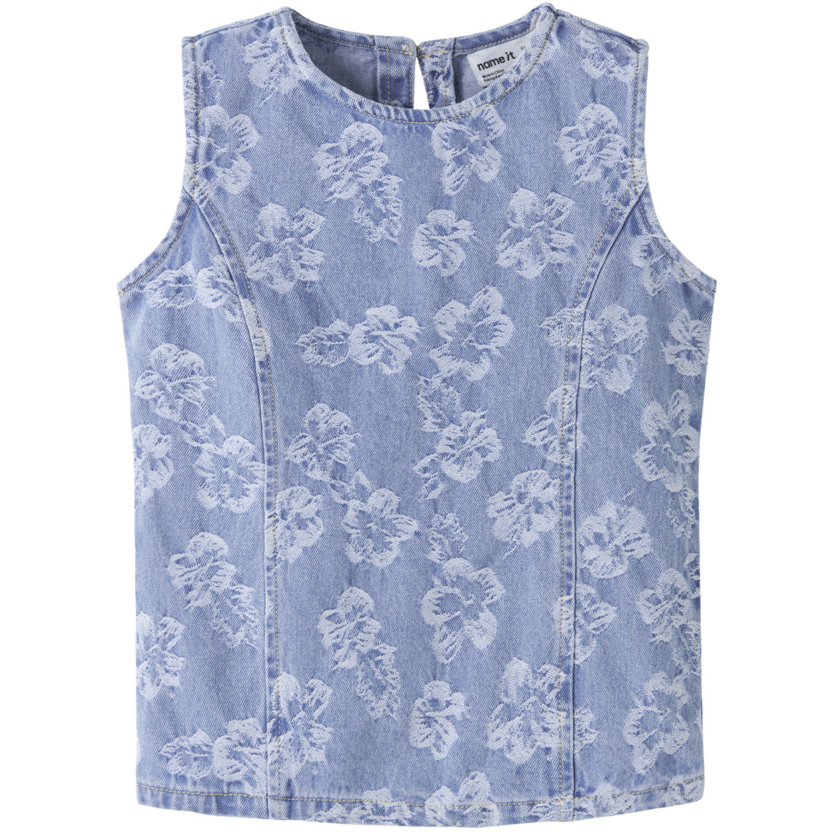 Name It Light Blue Denim Flowers Nkflucy Sl Dnm Jacq Topp 2440-Ja H
