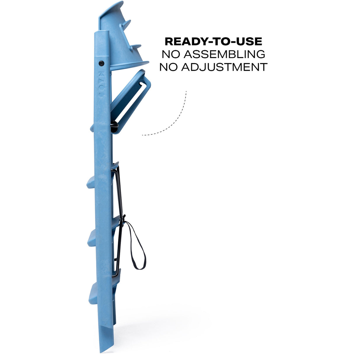 KAOS Swedish Blue Klapp High Stol Recycled Med KLAPP® Safety Rail & Tray Bundle