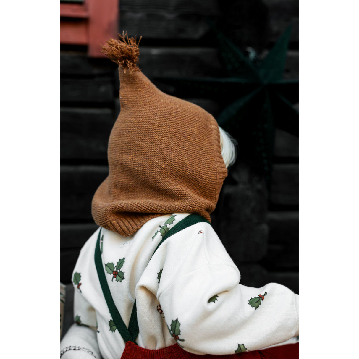 Silly Silas Maple Leaf With Dark Forest Green Footed Strømpebukser Christmas Edition