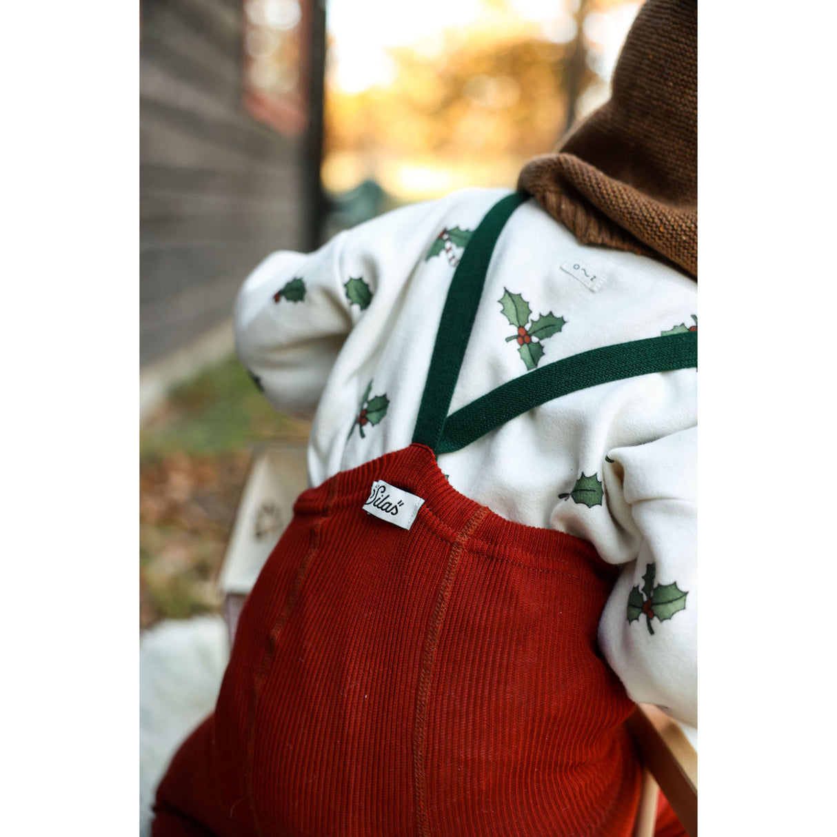 Silly Silas Maple Leaf With Dark Forest Green Footed Strømpebukser Christmas Edition