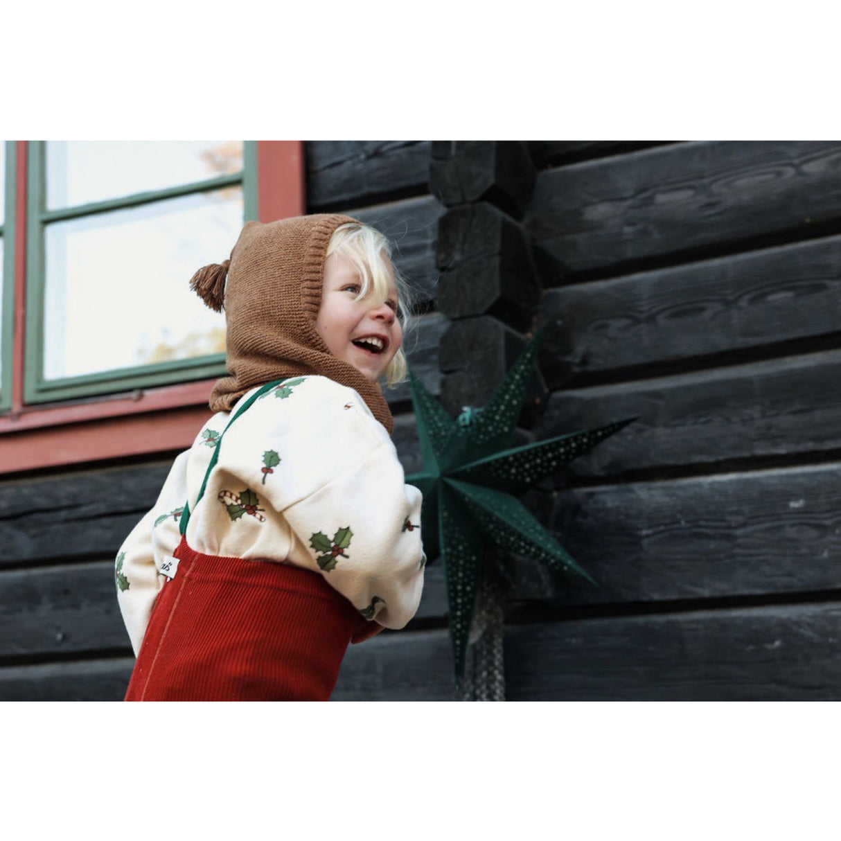 Silly Silas Maple Leaf With Dark Forest Green Footed Strømpebukser Christmas Edition