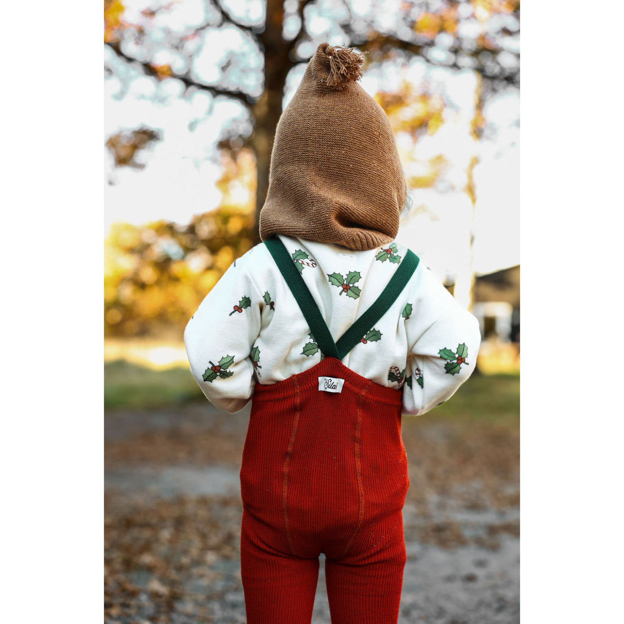 Silly Silas Maple Leaf With Dark Forest Green Footed Strømpebukser Christmas Edition