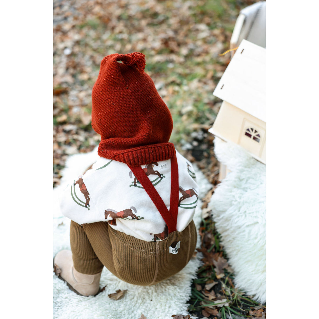 Silly Silas Acorn Brown With Maple Leaf Footed Strømpebukser Christmas Edition