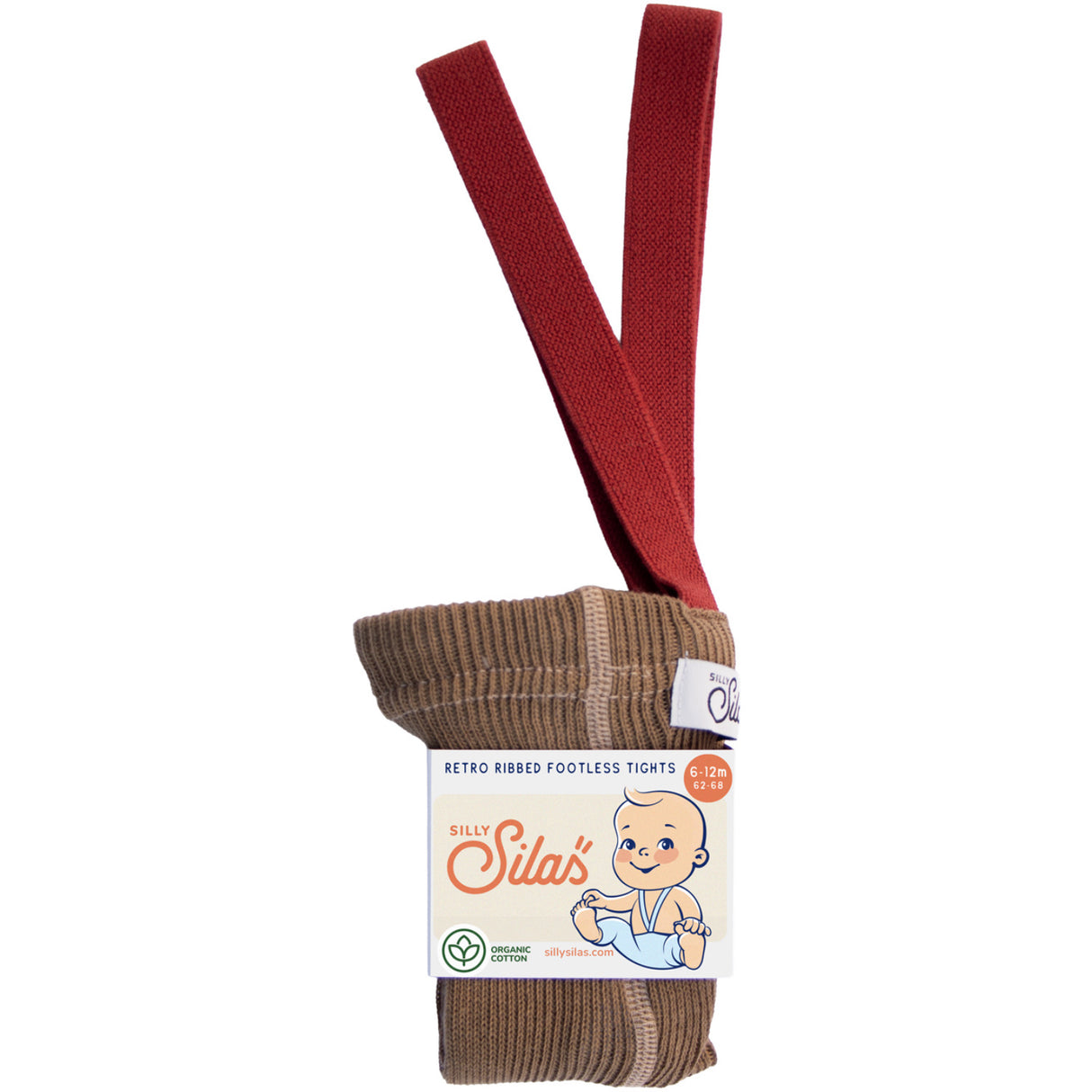 Silly Silas Acorn Brown With Maple Leaf Footless Strømpebukser Christmas Edition