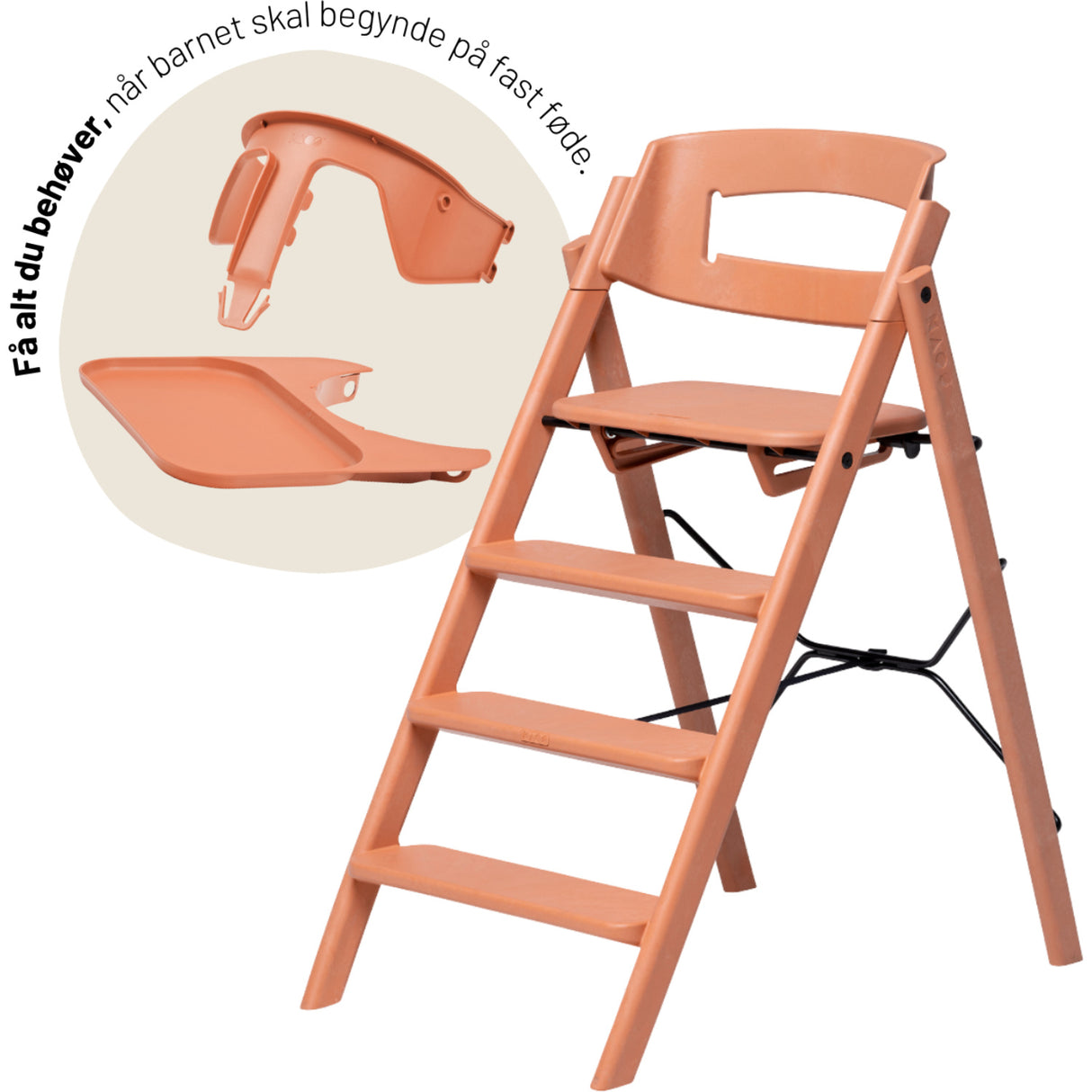 KAOS Terracotta Pink Klapp High Stol Recycled Med KLAPP® Safety Rail & Tray Bundle