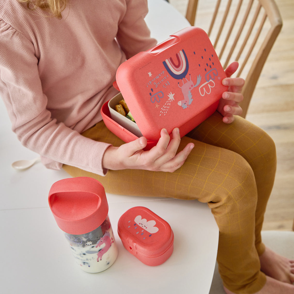 Koziol Organic Coral Red Lunch Box Med Separation Skål Candy L Dreams