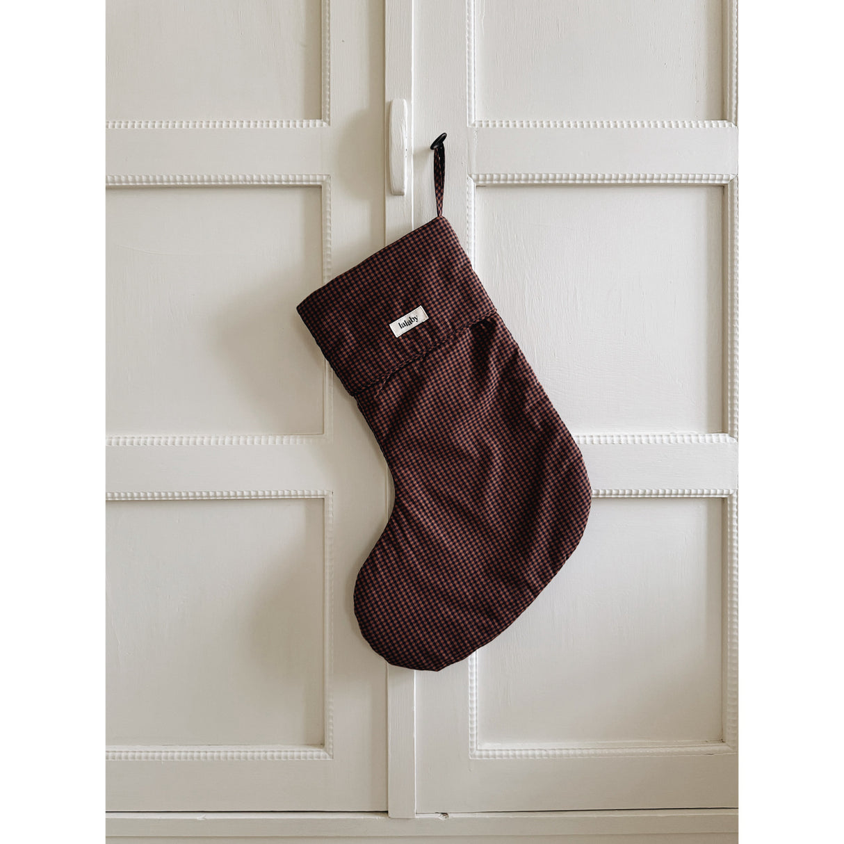 Lalaby Indigo Check Christmas Stocking