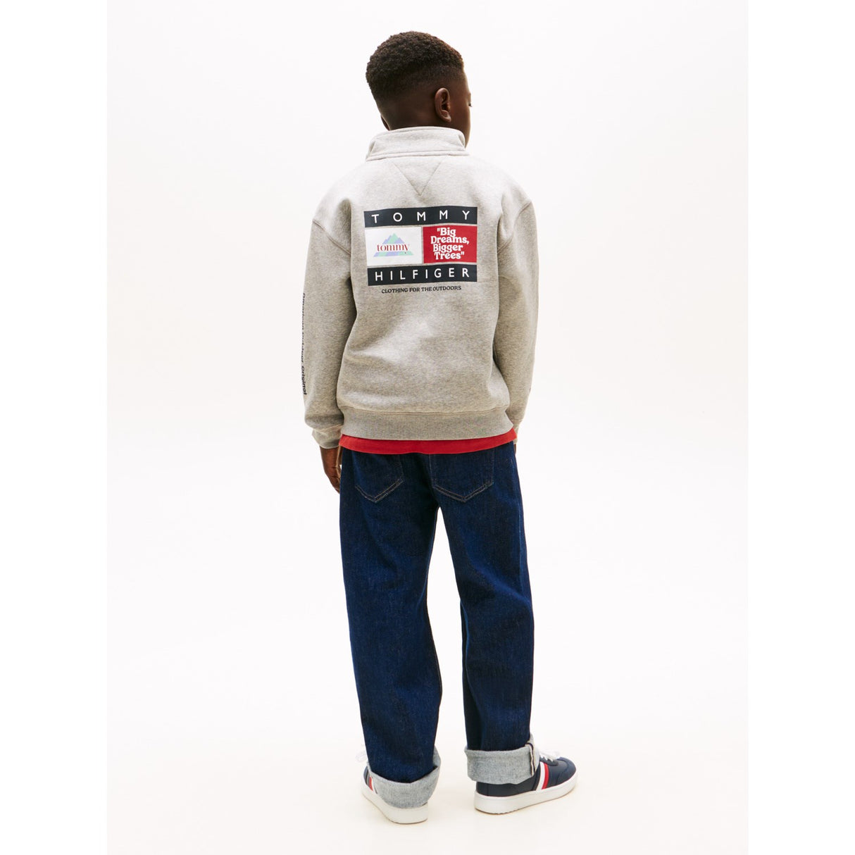 Tommy Hilfiger Mid Grey Heather Multi Print Half Zip Collegegenser