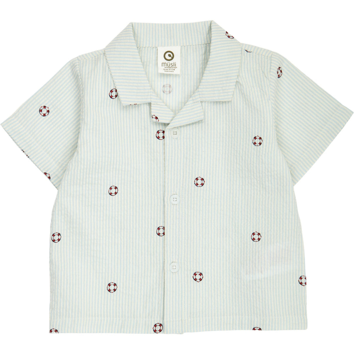 Müsli Tofu/ Ocean/ Mineral Red Seersucker Stripe S/S Skjorte Baby