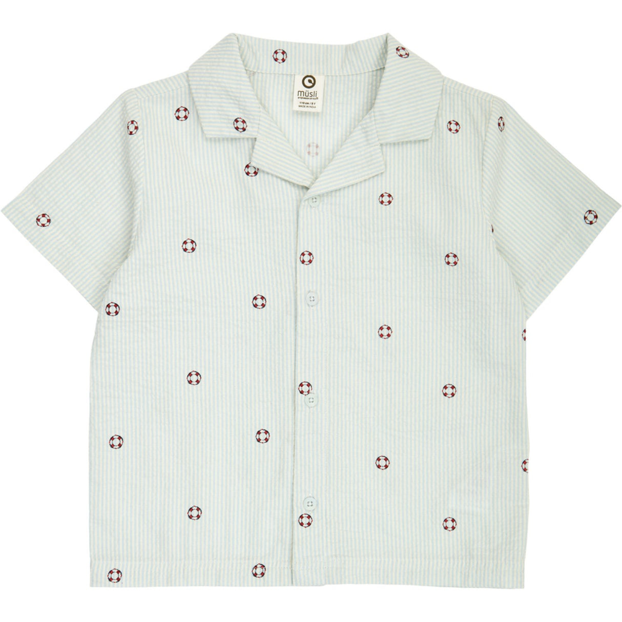 Müsli Tofu/ Ocean/ Mineral Red Seersucker Stripe S/S Skjorte