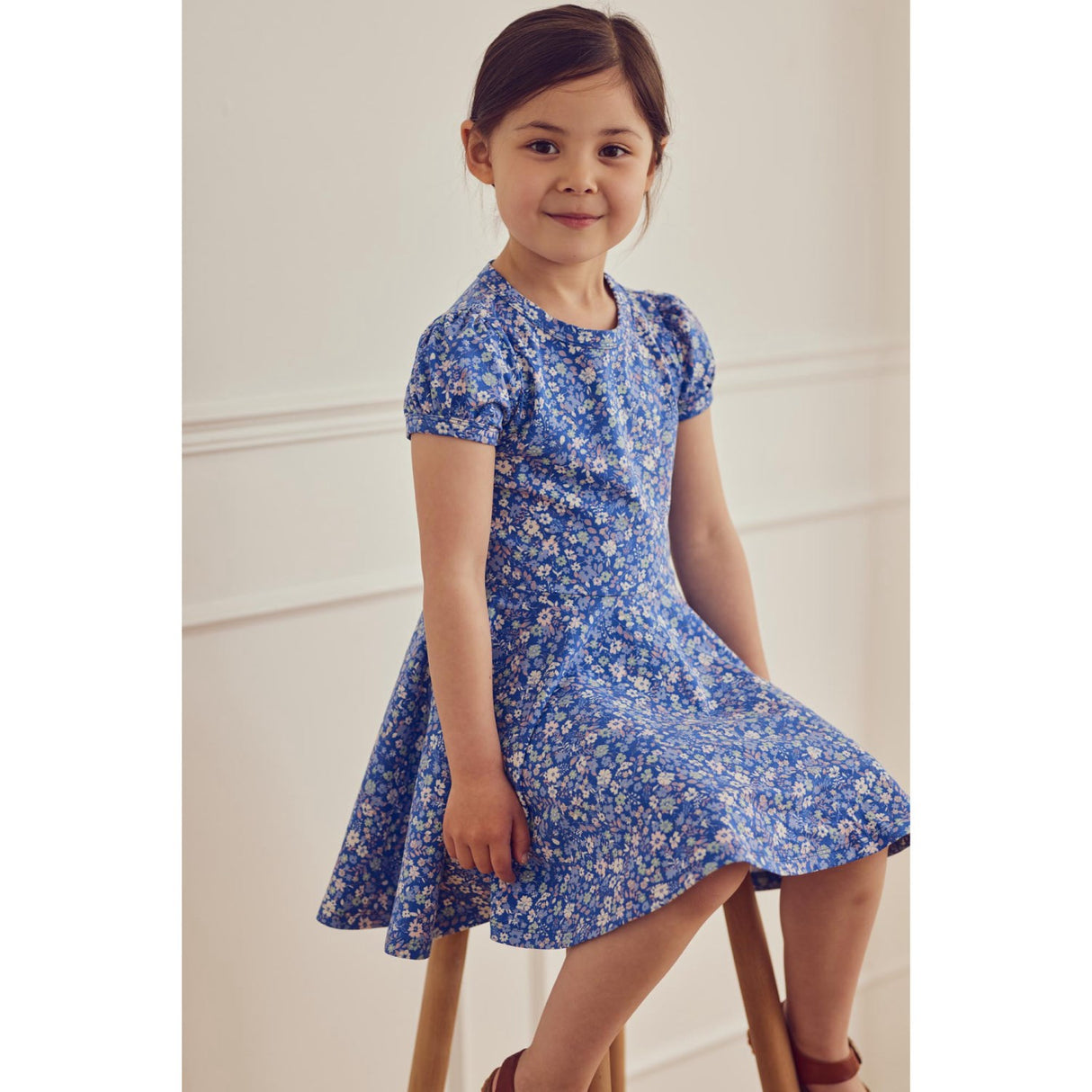 Müsli Azure Blue/ Nectar/ Tofu Primrose Puff S/S Swing Kjole