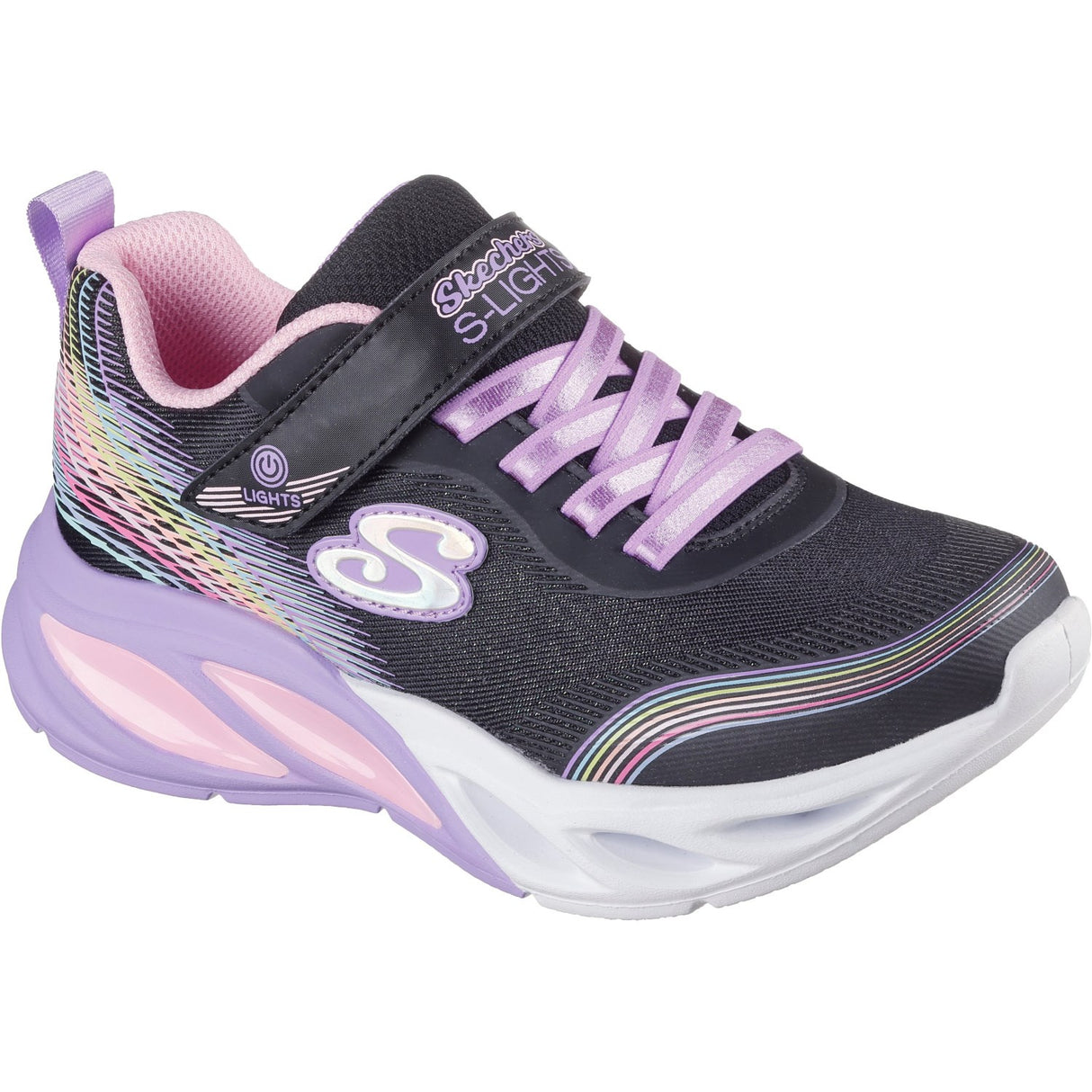 Skechers Black Cosmic Glow - Rainbow Beam