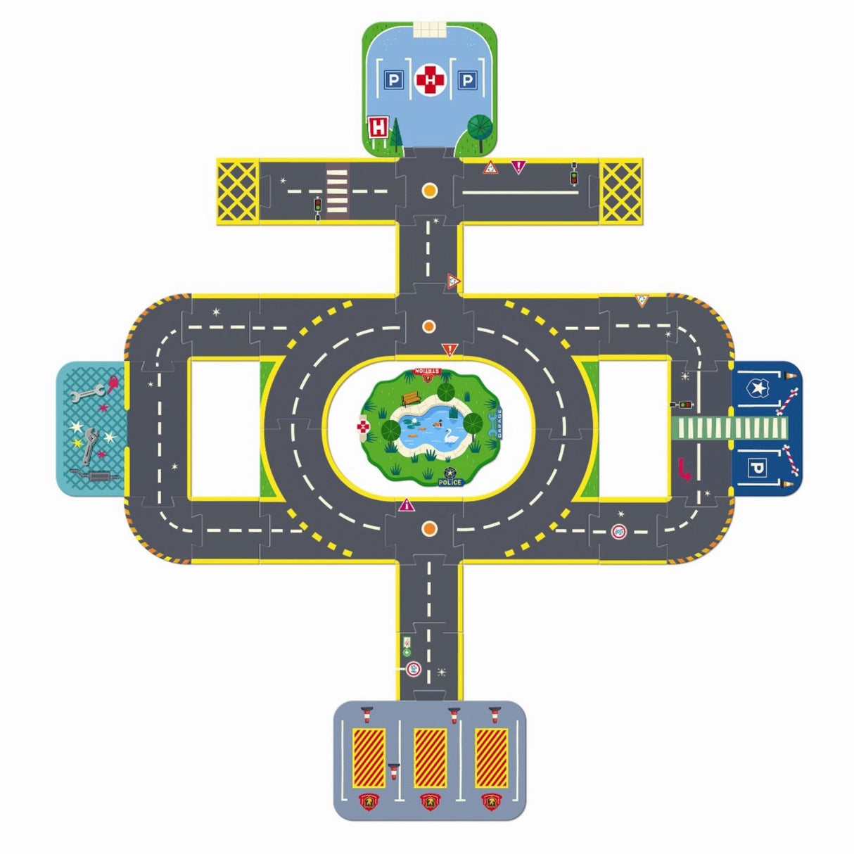 Djeco Crazy Motors, Road Puzzle City, 33 brikker