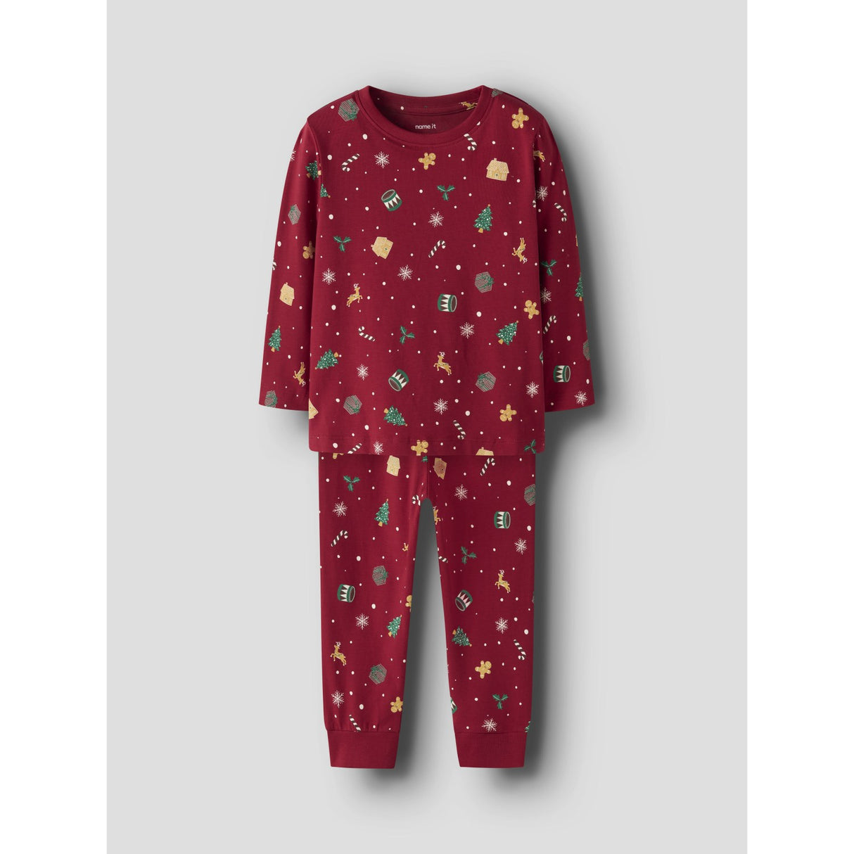 Name It Jester Red Xmas AOP Red Nmnvismas Ls Nightset
