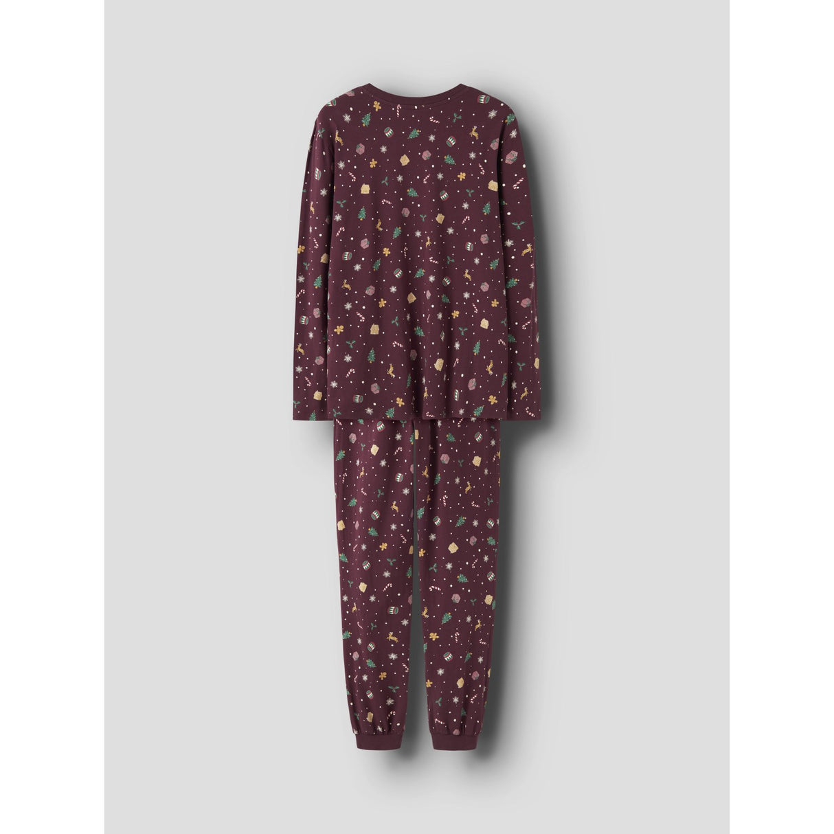 Name It Burgundy Xmas AOP Nanvismas Ls Nightset Voksen