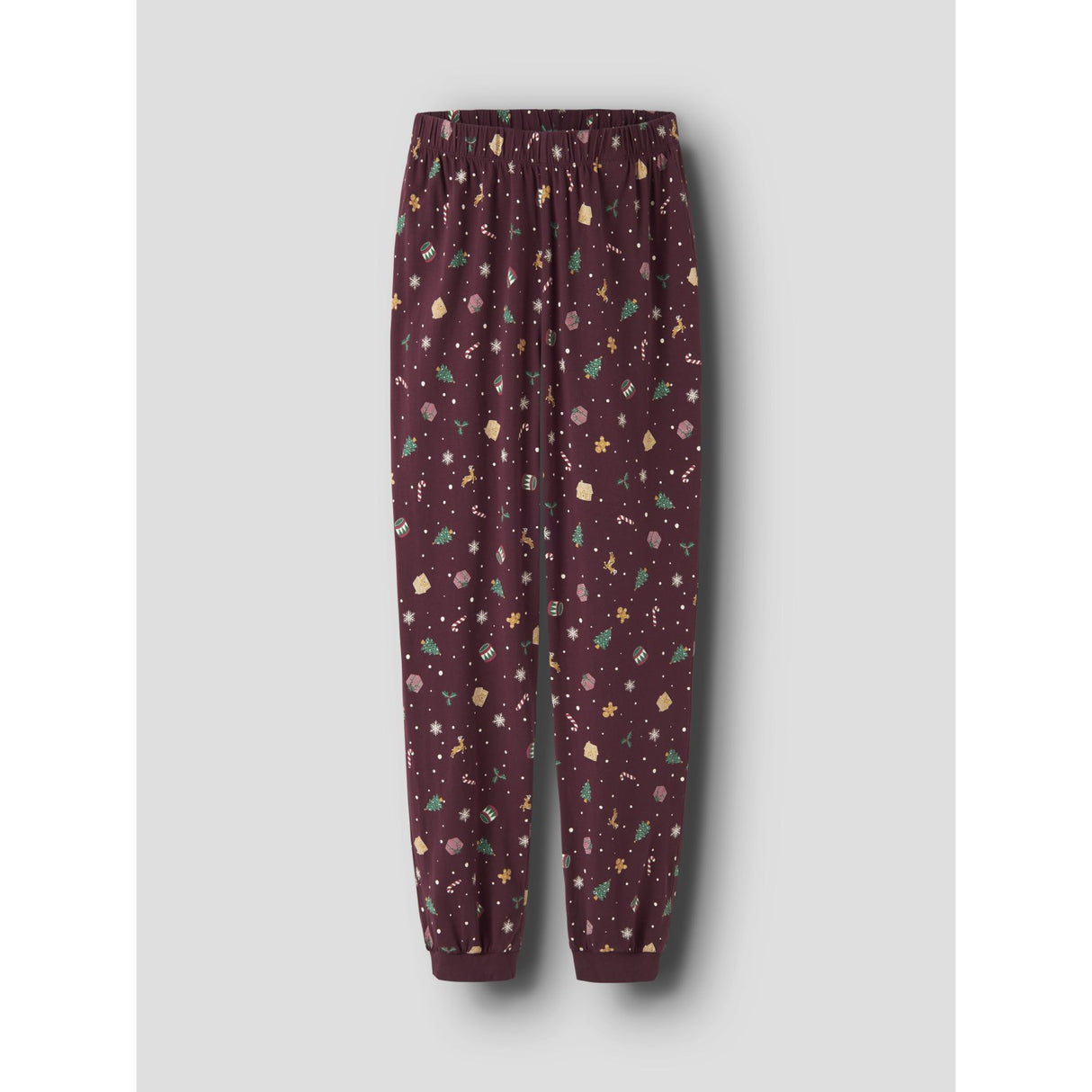 Name It Burgundy Xmas AOP Nanvismas Ls Nightset Voksen